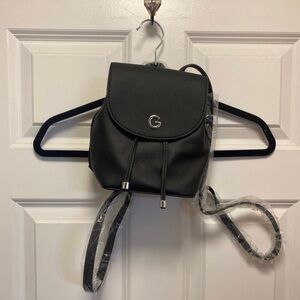 Small Black Faux Leather Mini Backpack
